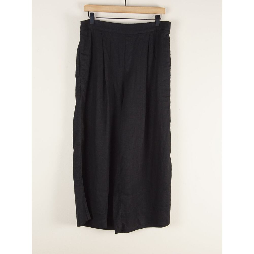New Banana Republic Factory Linen Blend Black Wide Leg Cropped Pants Womens Sz M